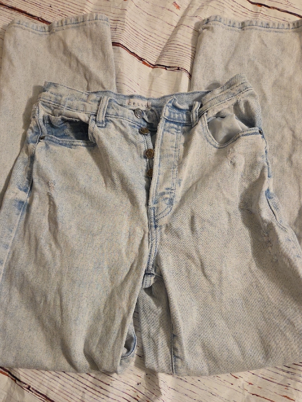 Cello Light Blue Straight Women's Jeans with Button Fly